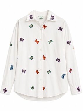 MARK, FORE & STRIKE Butterfly Embroidered Button Down Shirt Size S Cotton